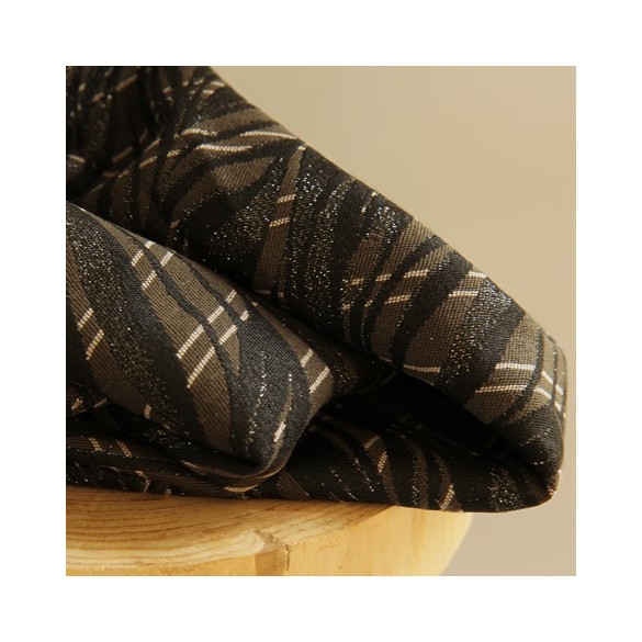 tissu jacquard wave kaki et noir