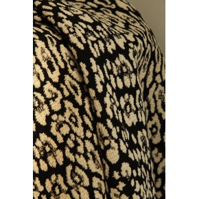 tissu jacquard léopard noir et blanc