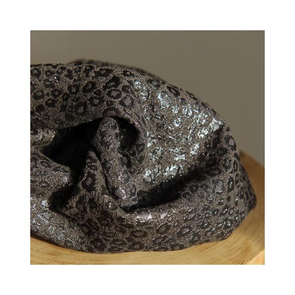 Tissu Jacquard mini Léo - gris pailleté