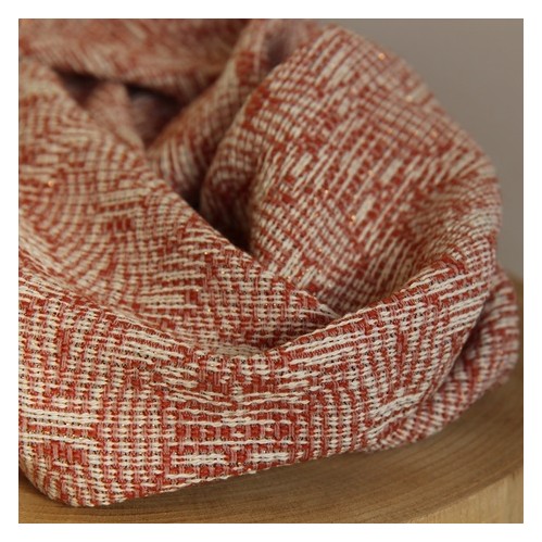 Tissu Jacquard Diamond - brique et blanc Tissu Jacquard Diamond - brique et blanc
