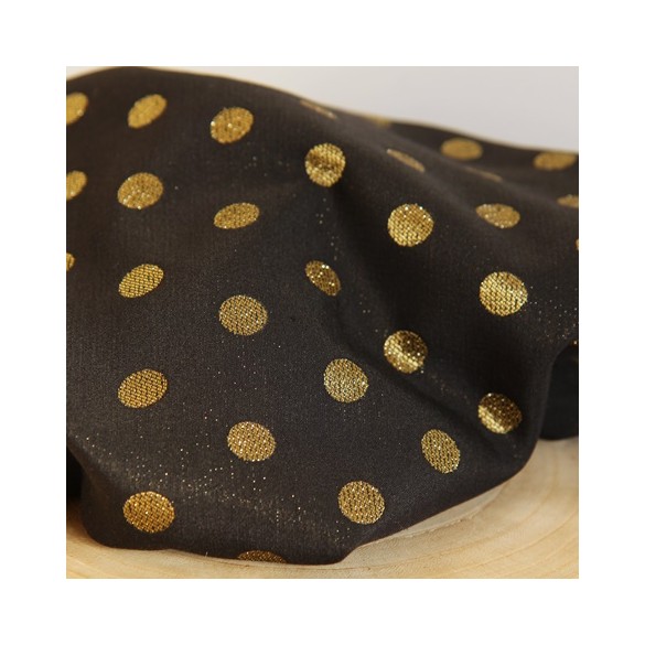 jacquard fin noir à pois dorés