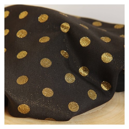 jacquard fin noir à pois dorés jacquard fin noir à pois dorés