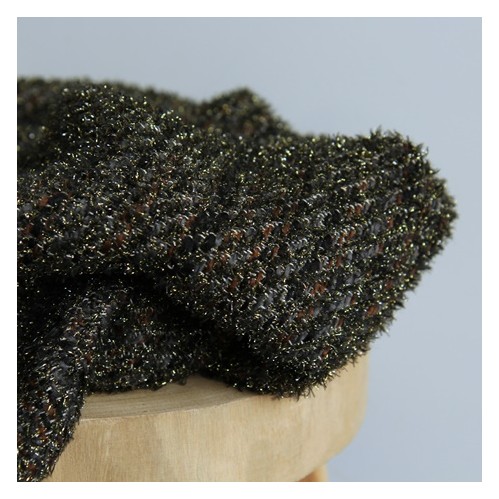 tissu maille jacquard - kaki et doré