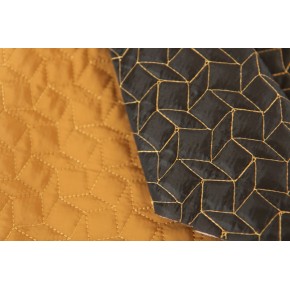 tissu matelassé réversible - ocre et noir