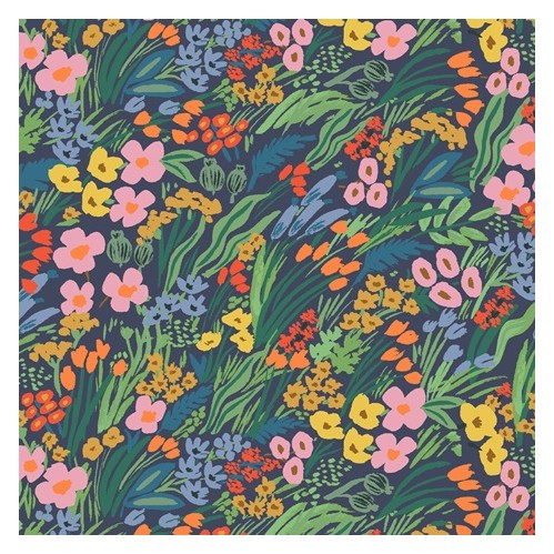 coton canvas léa blue - rifle paper co coton canvas léa blue - rifle paper co