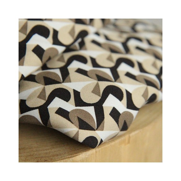 twill de viscose graphique - beige