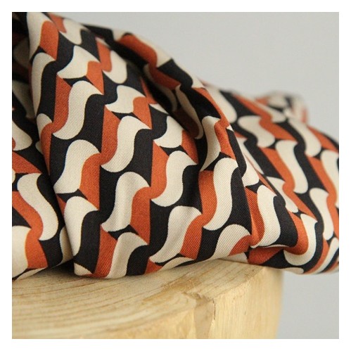 Twill de Viscose graphic wave brown Twill de Viscose graphic wave brown