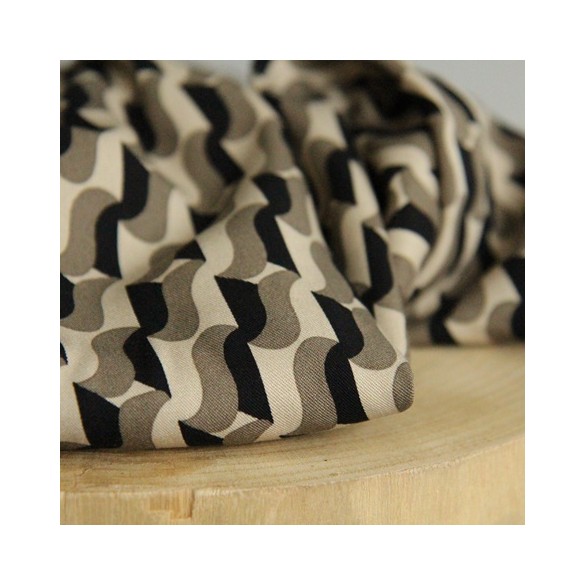 Twill de Viscose graphic wave army