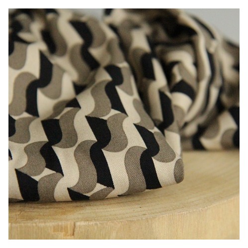 Twill de Viscose graphic wave army Twill de Viscose graphic wave army