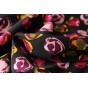 tissu fluide imprimé fleurs - noir et fuchsia