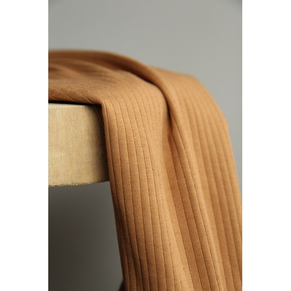tissu côtelé en jersey caramel