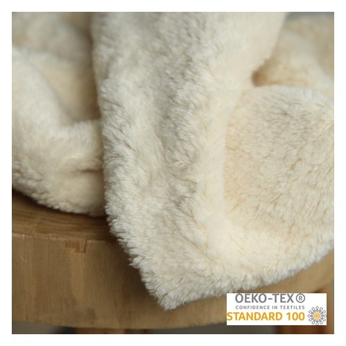 tissu teddy écru - un chat sur un fil tissu teddy écru - un chat sur un fil