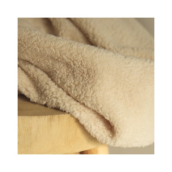 TISSU SHERPA beige - un chat sur un fil