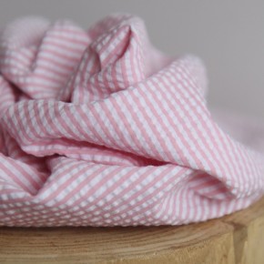Seersucker rayures rose et blanc