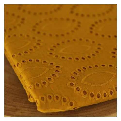 tissu en coton brodé - ocre tissu en coton brodé - ocre
