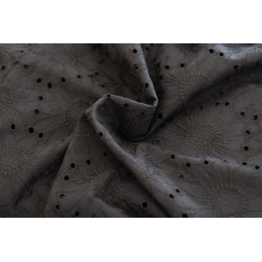 coton brodé noir avec fleurs