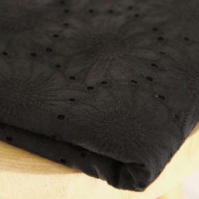 coton fleurs brodés - noir