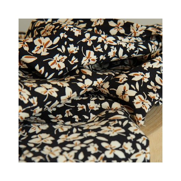 Tissu viscose stretch - Céleste noir