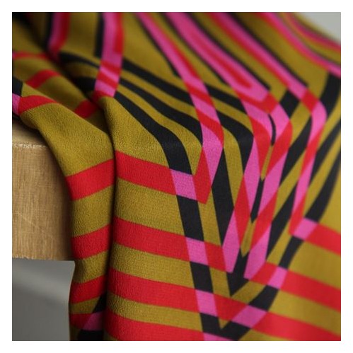 Viscose et soie graphique - Angie vert Viscose et soie graphique - Angie vert