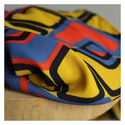 Crêpe de Viscose graphique - rétro yellow Crêpe de Viscose graphique - rétro yellow
