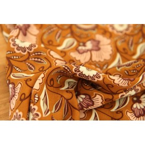 tissu ocre à fleurs - un chat sur un fil