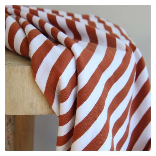 tissu jersey rayures brique et blanc - un chat sur un fil tissu jersey rayures brique et blanc - un chat sur un fil
