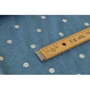 tissu denim fin brodé - un chat sur un fil