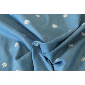 coton denim brodé fleurs - un chat sur un fil