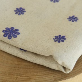 tissu brodé en lin - fleurs