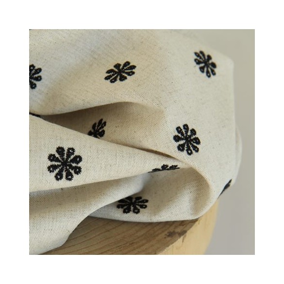 Lin et Viscose  brodé - fleurs