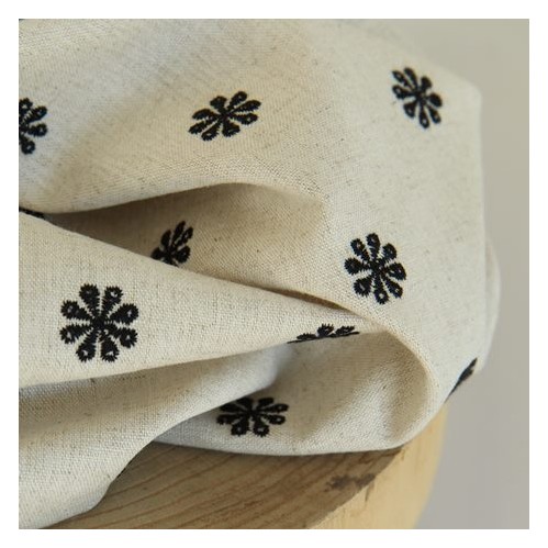 Lin et Viscose brodé - fleurs Lin et Viscose brodé - fleurs