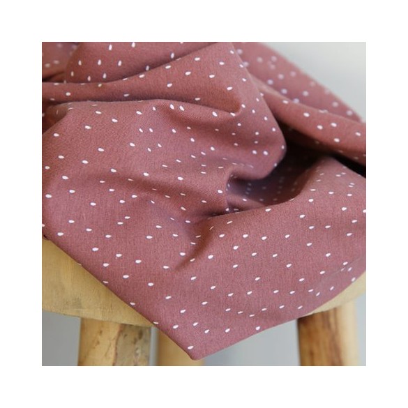 tissu jersey imprimé gouttes - vieux rose