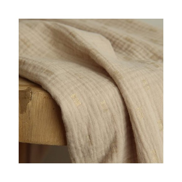 tissu double gaze de coton beige