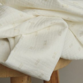 Double gaze coton Infinity - blanc cassé et doré