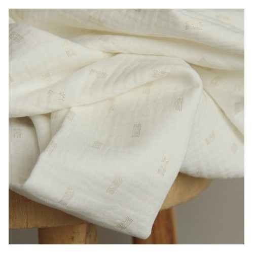 Double gaze coton Infinity - blanc cassé et doré Double gaze coton Infinity - blanc cassé et doré