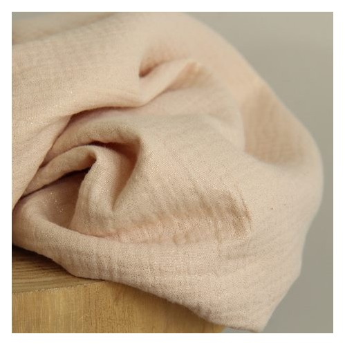 Double gaze coton paillettes - rose clair Double gaze coton paillettes - rose clair