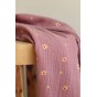 tissu double gaze vieux rose brodée