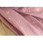 tissu coton double gaze brodé de fleurs - rose