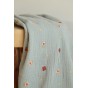 tissu double gaze bleu céladon brodée