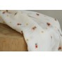 tissu double gaze blanc brodée fleurs