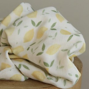 tissu double gaze citrons - un chat sur un fil