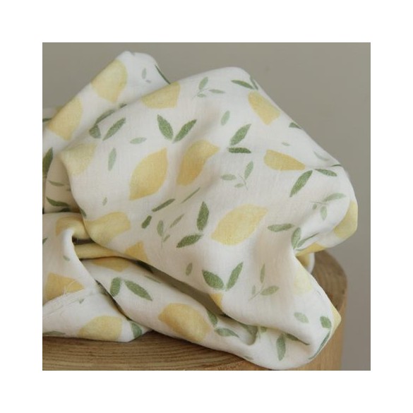 tissu double gaze citrons - un chat sur un fil