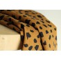 tissu lin et viscose imprimé - noir et caramel