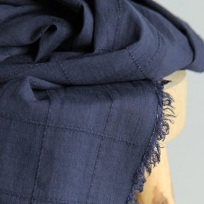 voile de coton brodé - marine