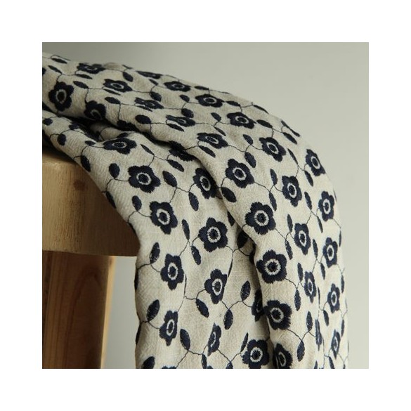 tissu lin et viscose - broderies