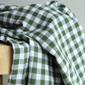 coton vichy vert et blanc - un chat sur un fil