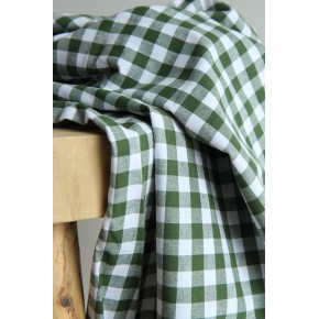 tissu coton vichy vert et blanc