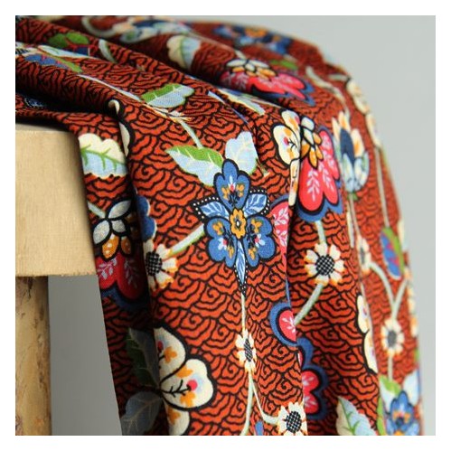 Coton et viscose nippon - brique Coton et viscose nippon - brique