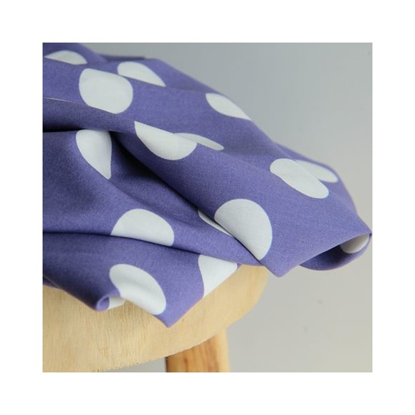 viscose à pois lilas et blanc - un chat sur un fil