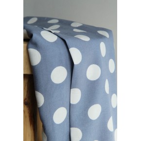 tissu viscose à pois - bleu et blanc